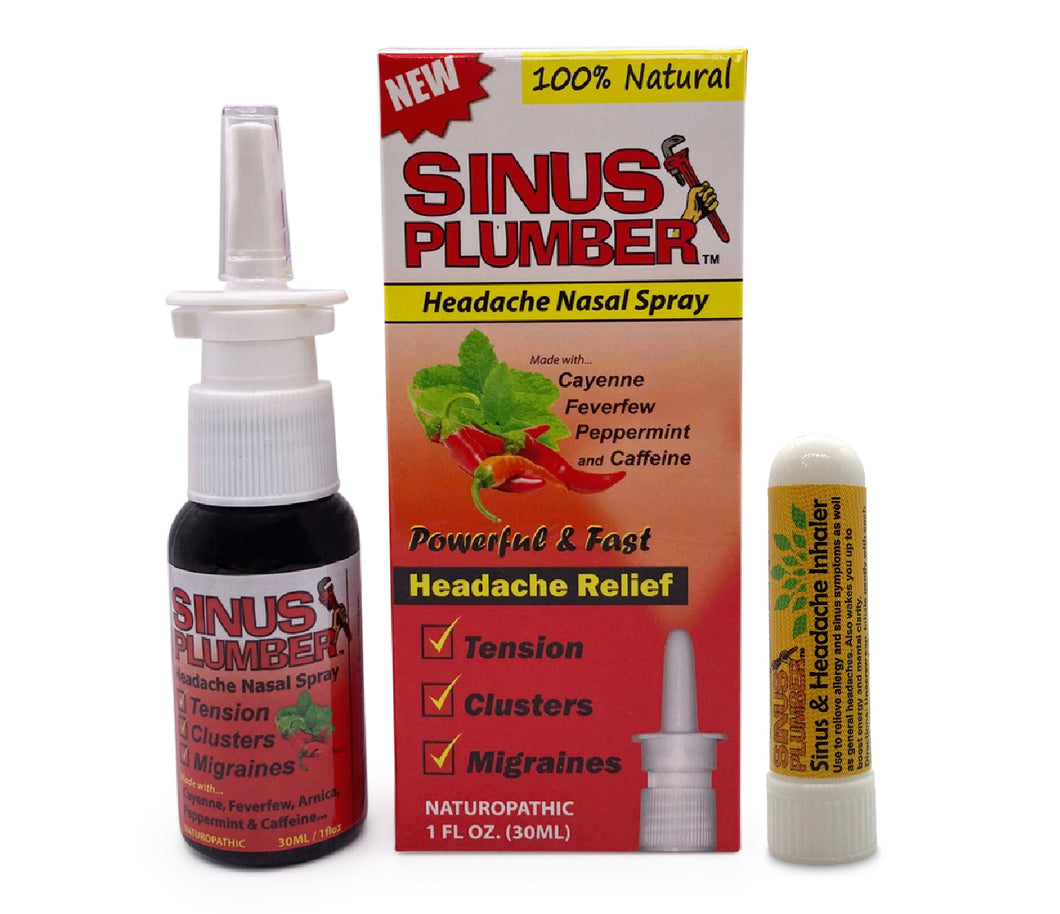 Sinus Plumber Headache Headache Nasal Spray and Inhaler Bundle