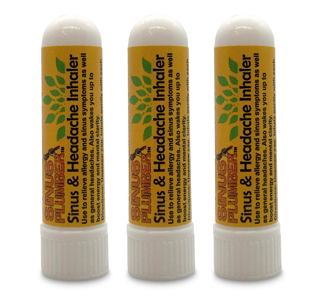 3 Pack Sinus Plumber Nasal Inhalers for Allergy, Sinus, Headache Relief Bundle