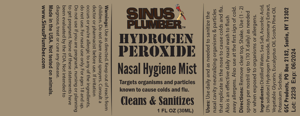 Sinus Plumber Hydrogen Peroxide Nasal Rinse Salt Allergy Cold and Flu  Defense – St. John's Institute (Hua Ming)